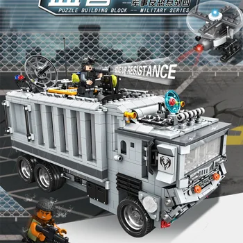 

635016 1628 PCS PANLOSBRICK military series decent mobile command post children assembled educational building block toys
