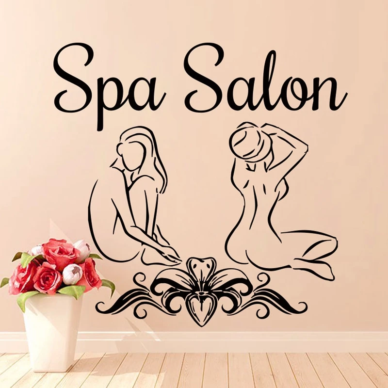 

Spa Massage Wall Decal Beauty Salon Sticker Posters Vinyl Wall Decals Decor Mural Spa Massage Glass Window Sticker