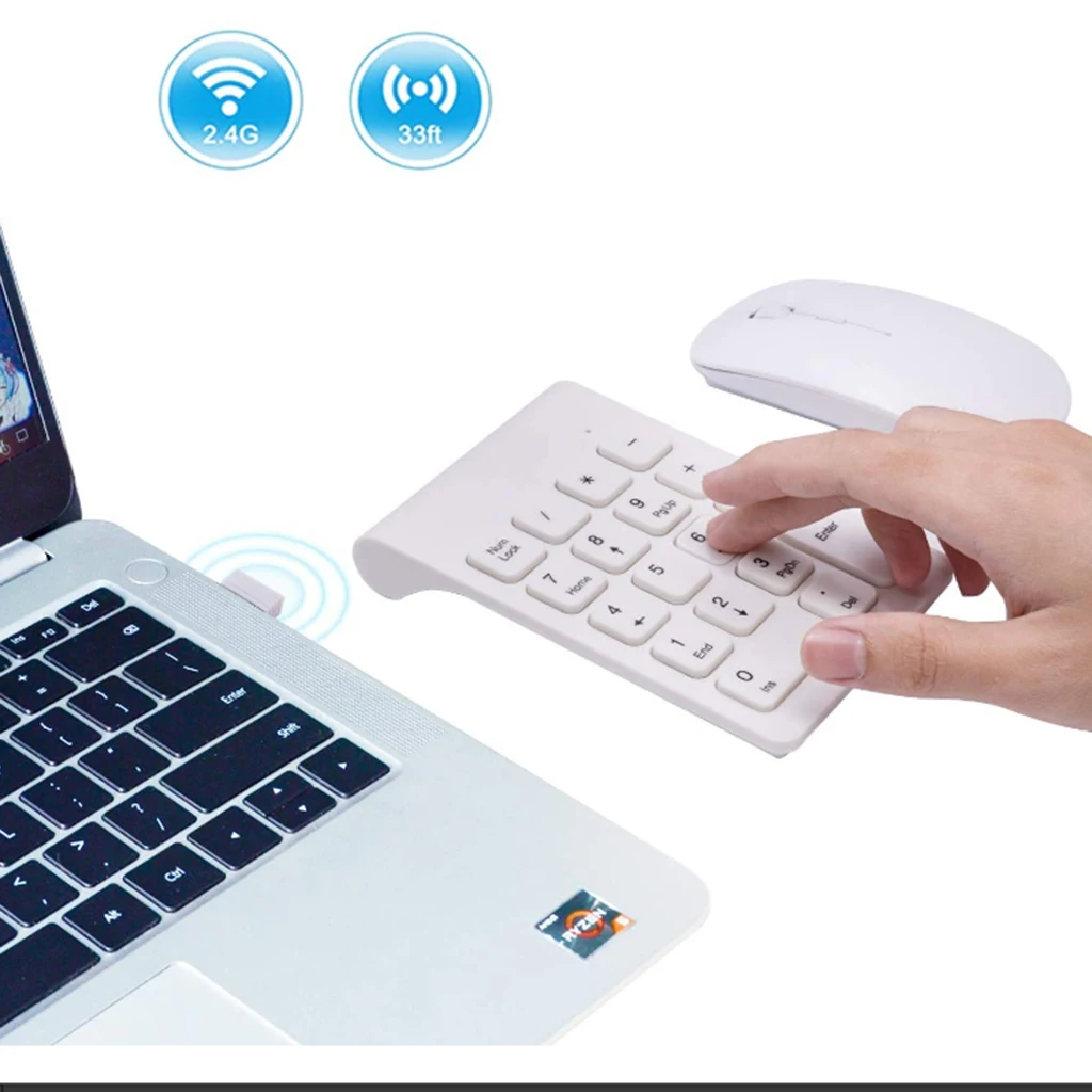 2.4G Numeric Keypad Wireless Financial Keypad With Mouse 18 Keys Number Pad Portable Silent Financial Accounting Keyboard