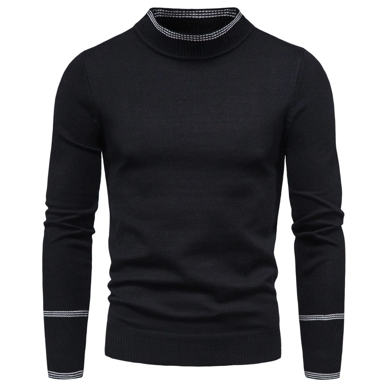 New Men Half Turtleneck Sweater Knitted Pullover Solid Sweater Pullover Top Fashionable Design Temperament Sweaters בגדים לגברים 2