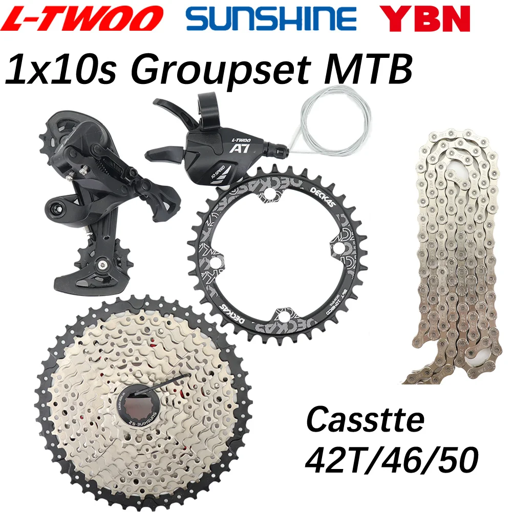 

LTWOO A7 10s Groupset MTB 10 Speed Rear Derailleurs 42T 46T 50T SUNSHINE Cassette Deckas 104BCD Chainring YBN Chain M6000