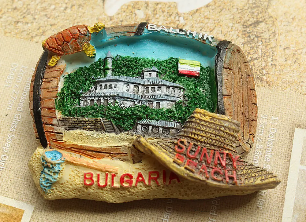 Болгария BALCHIK солнечный пляж ТУРИСТИЧЕСКИЙ СУВЕНИР 3D резиновый магнит на