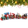 Christmas Train Toys Mini Wooden Christmas Train Ornaments Kids Gift Toys for Christmas Party Kindergarten Decoration