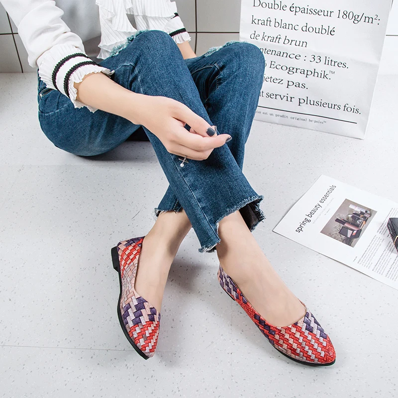 Gingham Shallow Flat Shoes Women New Spring Autumn Shoes England Lazy A Pedal Rubber Sole Students Fashion Casual Ladies