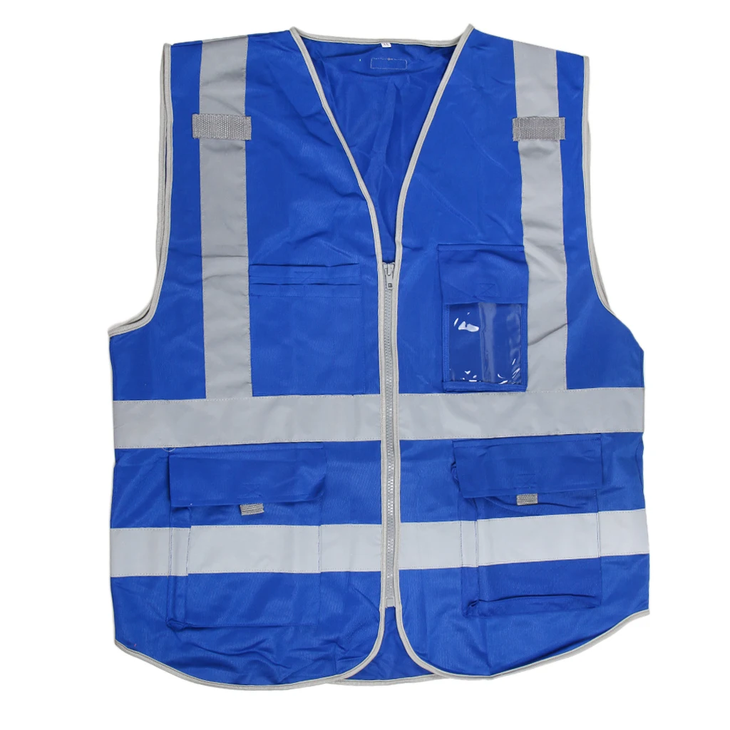 Hi-Vis жилет безопасности W/Zipper Светоотражающая куртка безопасности жилет 4 кармана пальто безопасности рабочая одежда 73 см