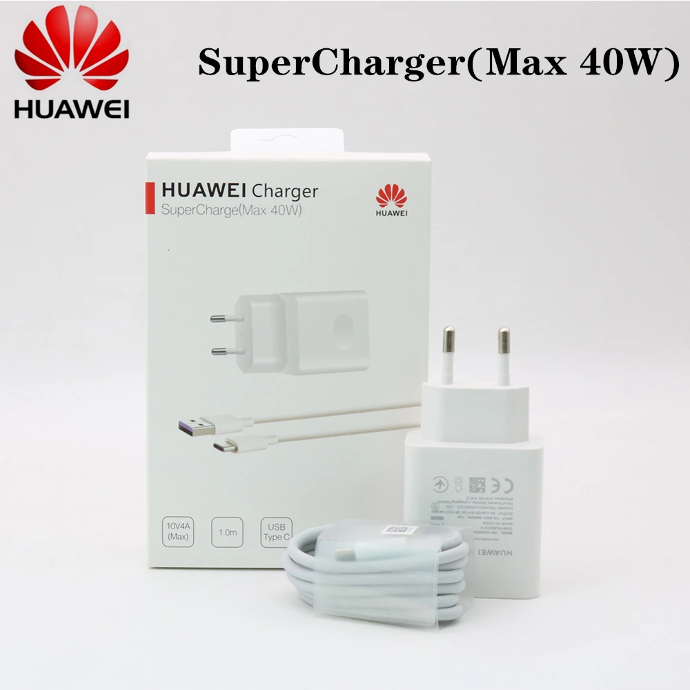 Зарядное устройство для Huawei Mate 30 Pro оригинальное быстрое зарядное 40 Вт Usb-адаптер