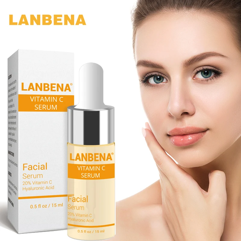 

LANBENA Vitamin C Face Serum Whitening Liquid Repair Anti-Aging Fade Spots Removing Freckle Treatment Winkles Skin Face Care