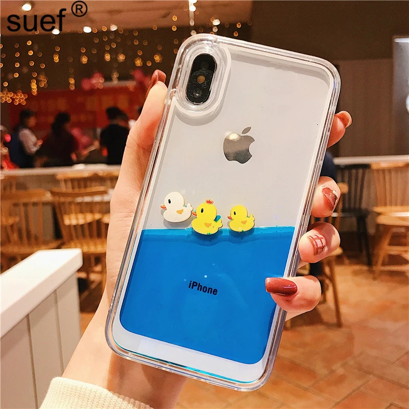 Luxury Transparent Cartoon 3D Animal Dynamic Liquid Quicksand Cover Case For Apple iPhone 6 6S 7 8 Plus X Xs Max Xr 11 Pro |