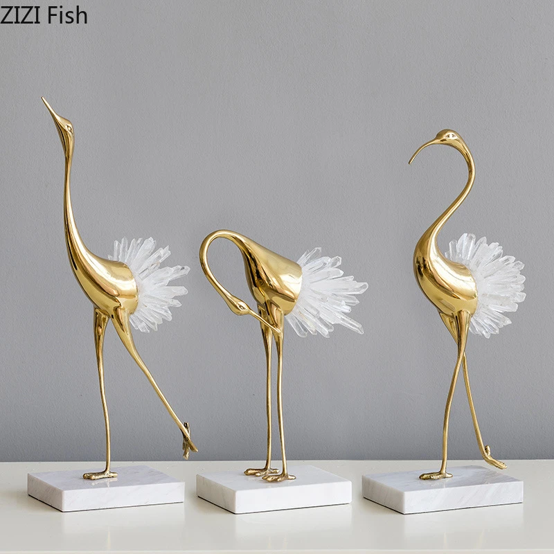 石の置物 大理石 鶴 縁起物