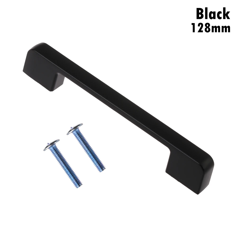 black-128mm 1 шт., модные ручки для шкафа из цинкового сплава черного цвета, американский стиль, кухонный шкаф, квадратный бар, ручки для мебели, дверная ручка, фурнитура - Цвет: black-128mm