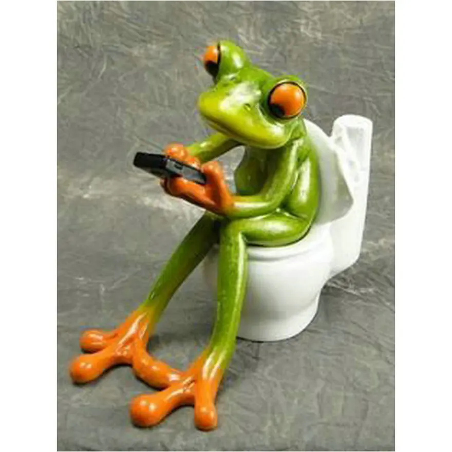 5d full square diamond painting frog on the toilet landscape mosaic cross stitch crafts decoration | Дом и сад