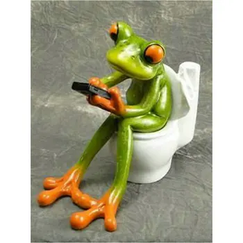 

5d full square diamond painting frog on the toilet landscape diamond mosaic cross stitch crafts decoration