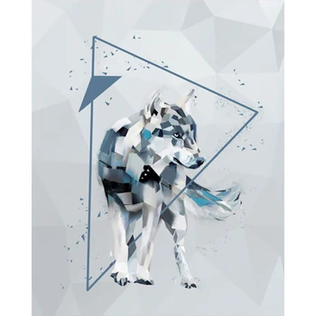 

DIY Painting By Numbers Wolf Kit Oil Picture By Numbers Stereo Animals Wall Art Canvas Painting Home Decoration Gift Hobby