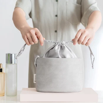 

Women Lazy Drawstring Cosmetic Bag Girls Pure Color Makeup Bag Cosmetic Travel Organizer Make Up Pouch Toiletry Bag Dropship