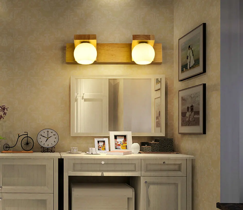 Luminária de Parede Moderna para Espelho de Banheiro Longa de Madeira Interior de Casa Lâmpada Iluminação g4 Led 110v 220v 4 Cheap Luminárias de parede