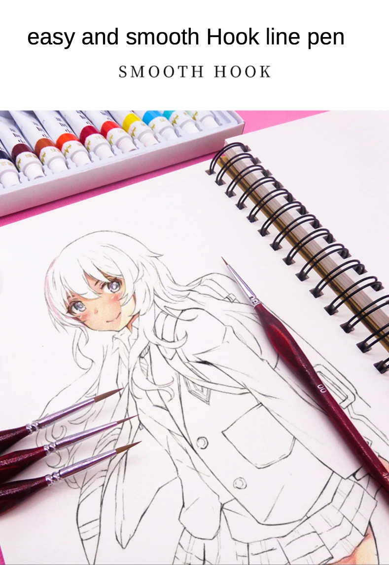 weasel hair Triangle birch rod fine nail art students special line drawing gouache color stroke oil brush 4colors hook line pen