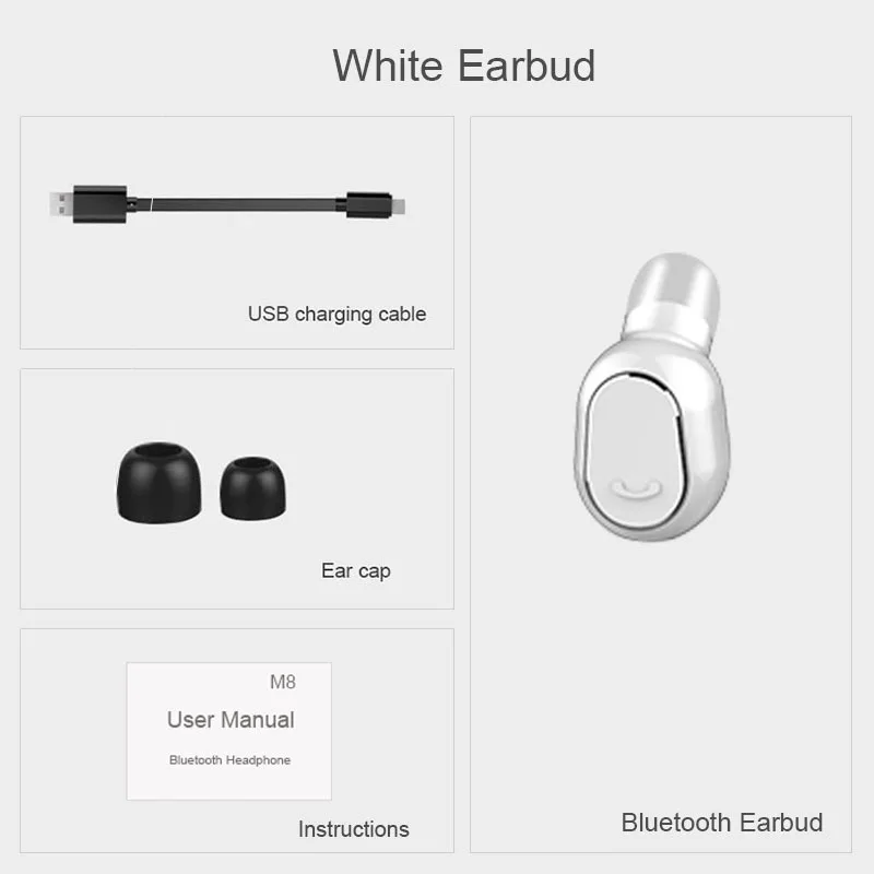 M8 TWS Bluetooth V5.0 беспроводные наушники, стерео спортивные наушники с зарядной коробкой, водонепроницаемые наушники для вождения, Длинные наушники в режиме ожидания - Цвет: Only Earphone