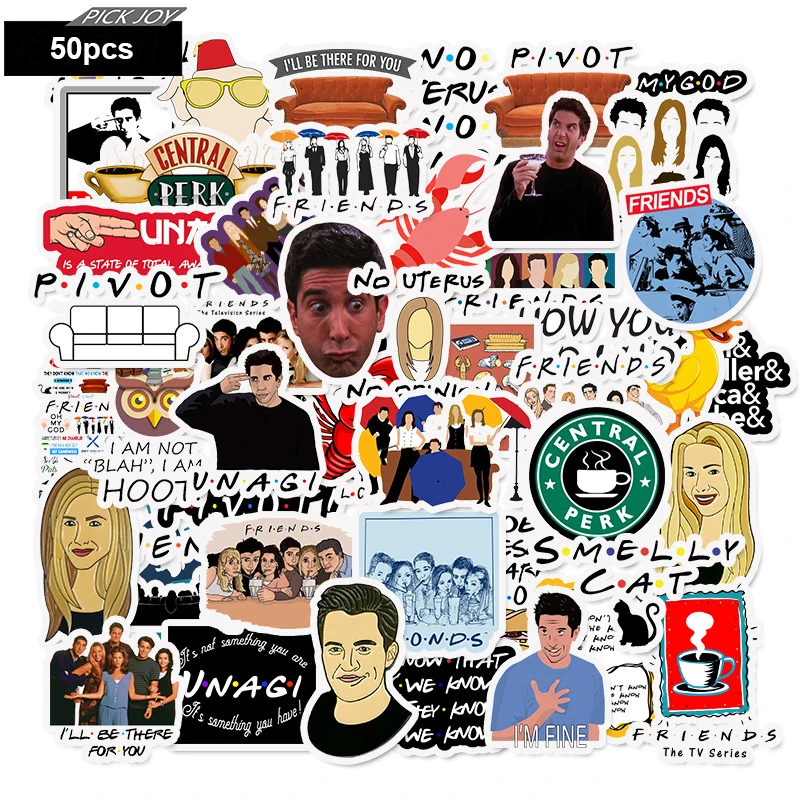 

50pcs/lot Friends Tv Show Funny Kids Toy Stickers For DIY phone Luggage Laptop Motorcycle Phone Waterproof Stickers Helmet Car