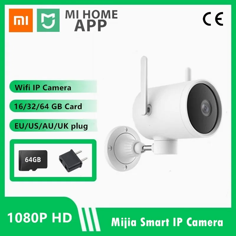Original xiaomi mi casa wi fi ip câmera à prova dwaterproof água ip66 ao ar livre webcam alarme ai detecção humanóide 1080p ip câmera de visão noturna