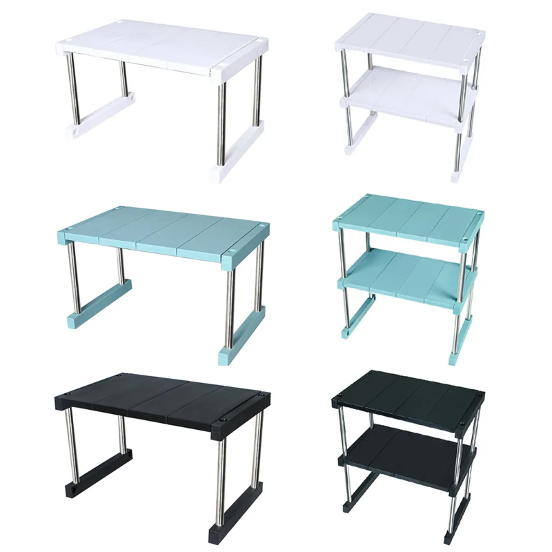 

Newly Kitchen Cabinet Counter Shelf Organizer Expandable Stackable for Dish Sauce VA88