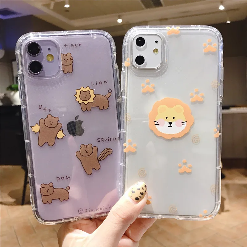 INS корейский милый чехол для телефона с рисунком льва Для iPhone 11 pro Xs MAX XR X