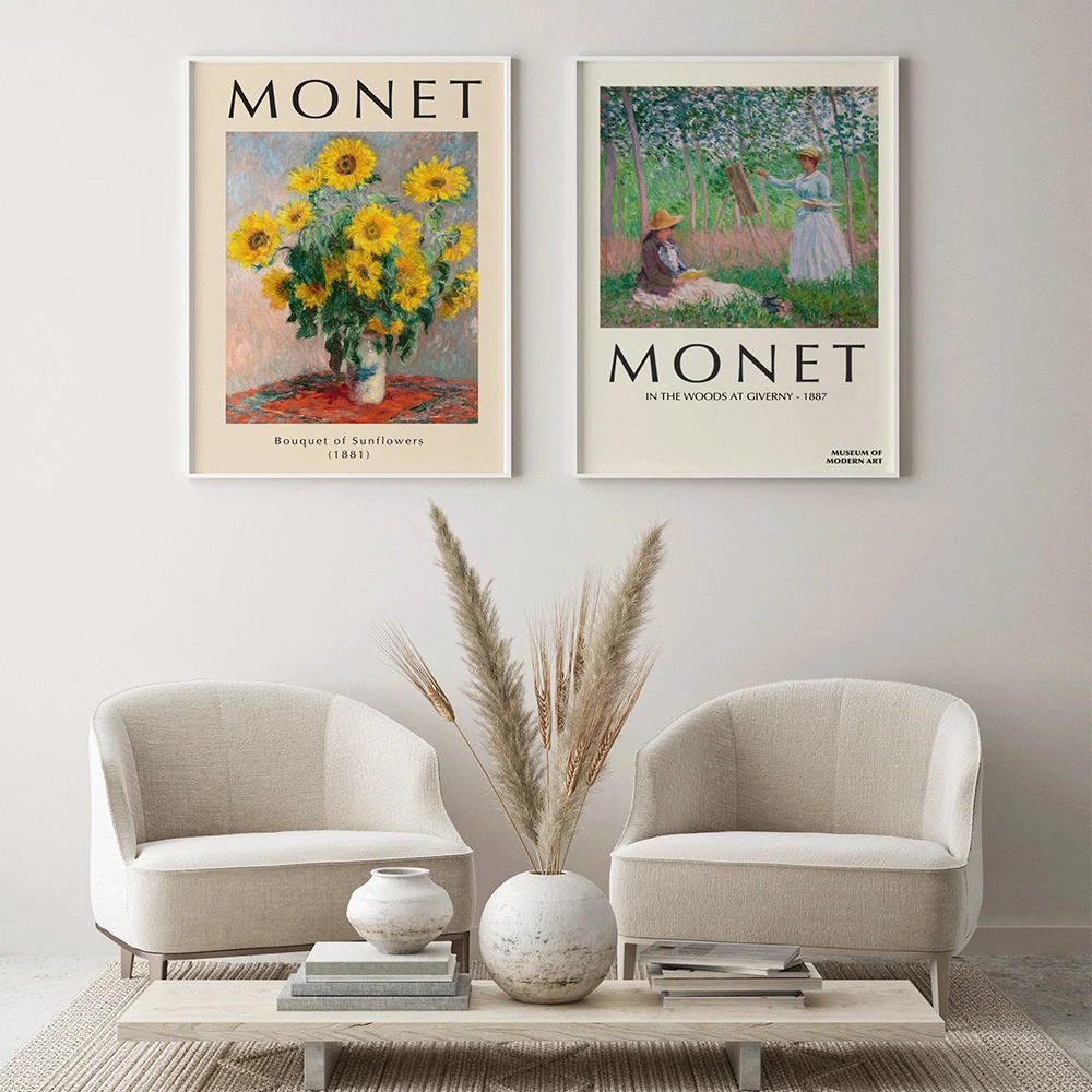 

Picasso Monet Vintage Canvas Paintings,Modern Gallery Art Prints, Scenery Wall Pictures Home Decor,Sunflower Exhibition Poster