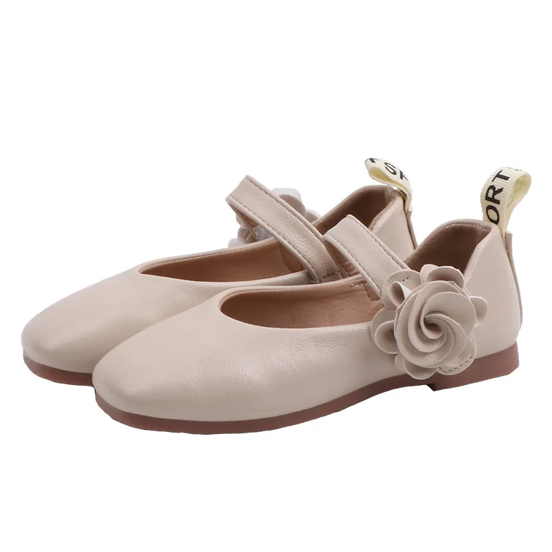 

Medium Big Girls' Floral Wild Shoes Spring Autumn Children's Princess Leather Shoes Korean Kids' Flowers Solid Shallow Flats