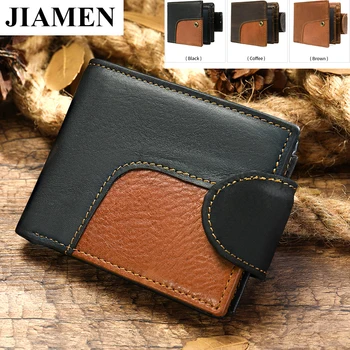 

JIAMEN men's wallet genuine leather men's purse for men credit card holder male purse slim vingate wallet short money bags 7037
