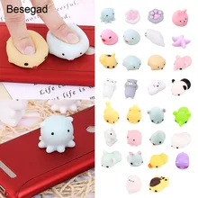 Besegad 30 шт./лот TPR Kawaii милый кот панда Медведь Кролик цыпленок мягкий сжимающий мультфильм Исцеление забавная игрушка снимает стресс тревога