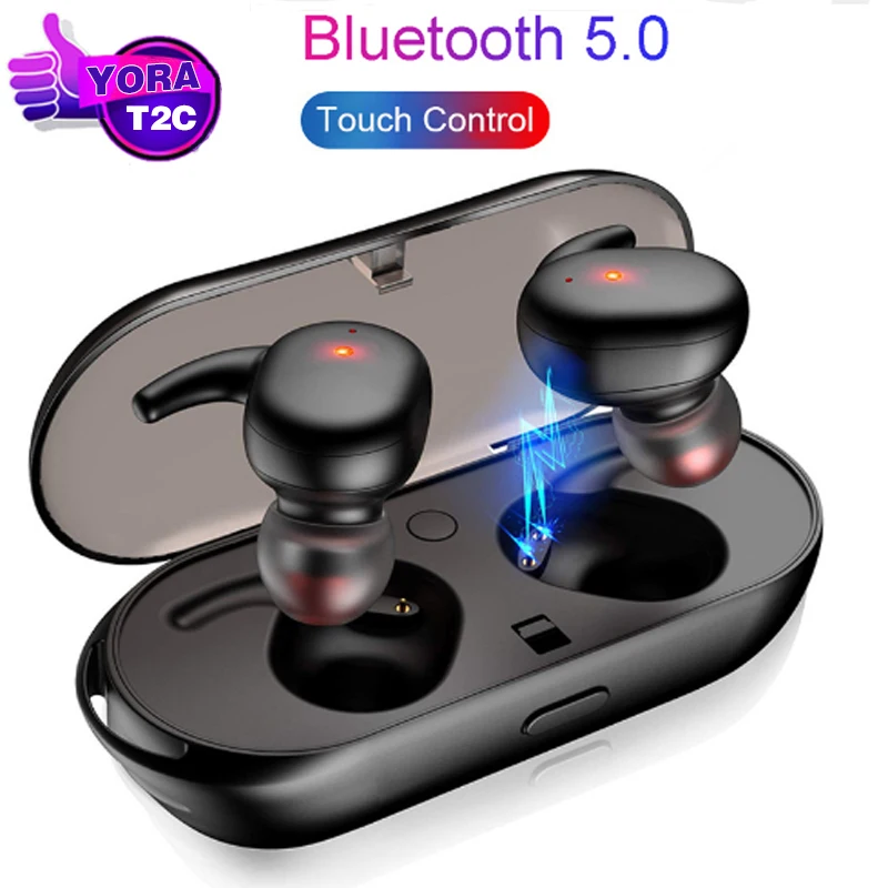 T2C TWS Мини Bluetooth 5,0 наушники беспроводные наушники мини Bluetooth водонепроницаемые наушники с микрофоном зарядная коробка стерео наушники