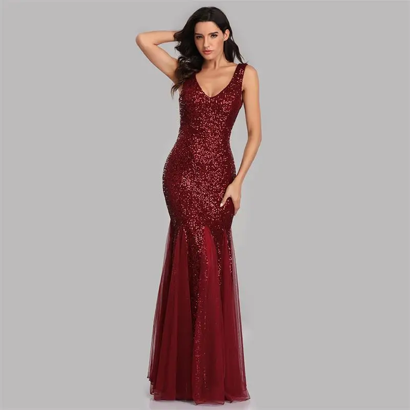 HJQ-813# платья подружек невесты длинные золотые бордовые темно-синие рыбий хвост Блестки свадебное платье женская одежда сексуальная