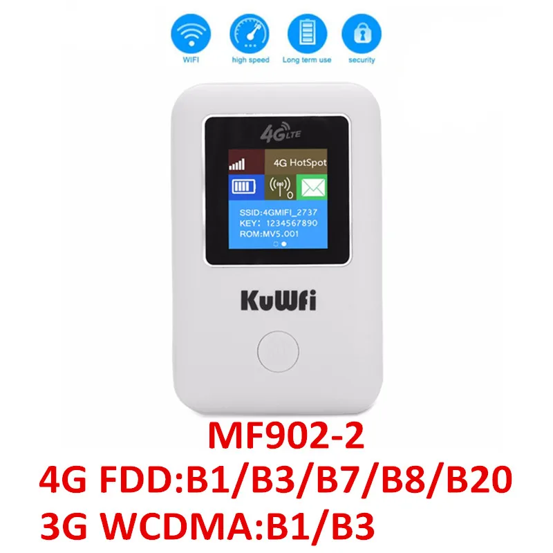MF902-2 KuWFi Беспроводной Wi-Fi маршрутизатор 4 разблокированными аппарат не привязан к оператору сотовой связи маршрутизатор Портативный карман точку доступа Wi-Fi 4G модем автомобилей Wi-Fi маршрутизатор со слотом для Sim карты - Цвет: MF902-2