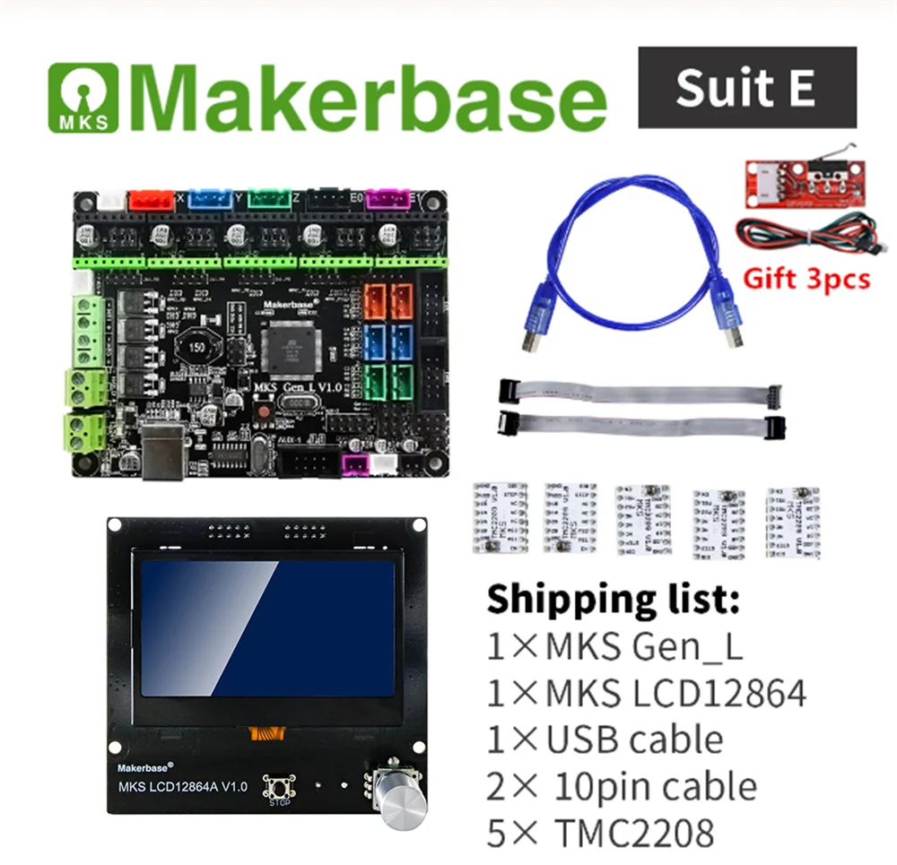 3d принтер контроллер карты MKS GEN L V2.0+ Ramps lcd 12864 Дисплей lcd 12864+ RepRap Шаговые драйверы Дешевые DIY 3D принтер пластина