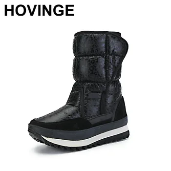 

HOVINGE Black leopard snow boots easy put on free match long time use daily wear for office or work walking on road full size