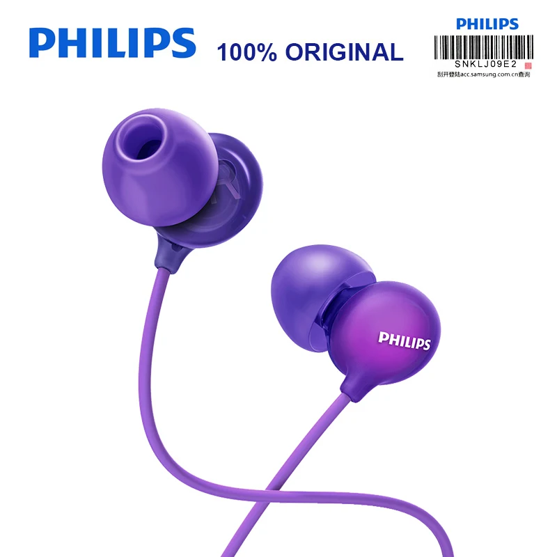 Оригинальные Philips SHE2405 Проводные вставные наушники 3,5 мм с микрофоном Super Bass для телефонов Xiaomi huawei samsung