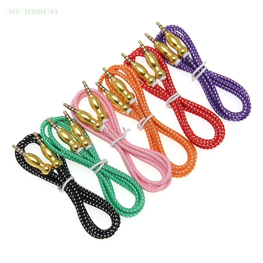 1M 3 3ft 3 5mm Car Auxiliary Aux Cable Male to Male Gourd Shape Head Aux to Aux Audio Cable for Headphones iPhones iPads 100pcs