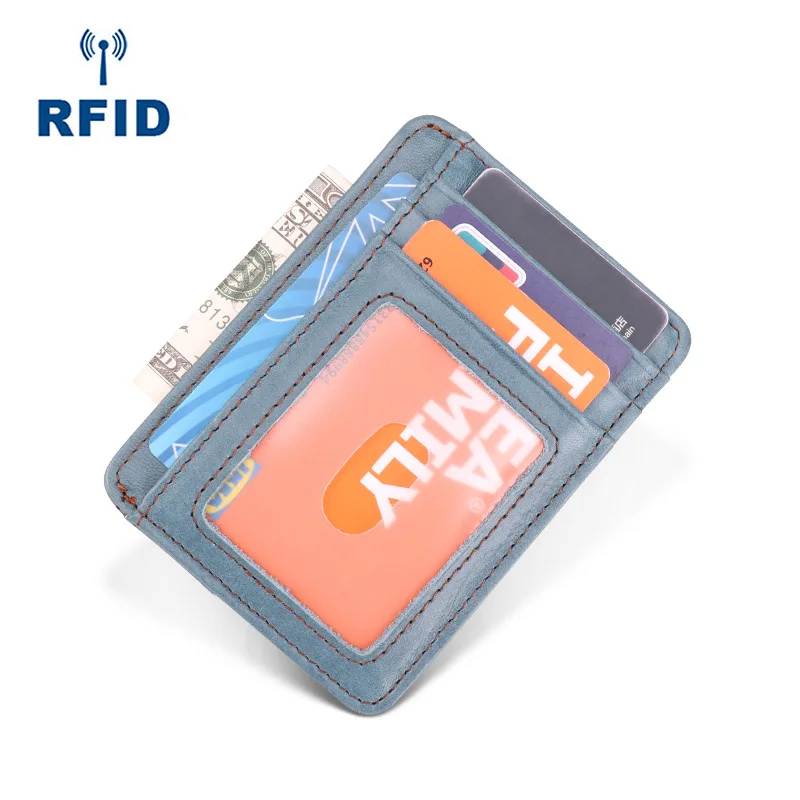 

Hot Selling RFID Anti-Theft Card Swiping Bag Card Bit More Thin Bank Card Holder Leather Card Holder Nine Color Selectable