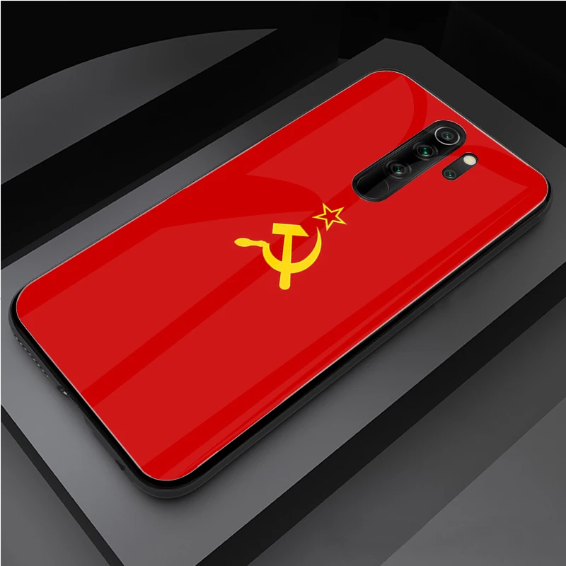 USSR Soviet Emblem Tempered Glass Phone Case For Redmi Note 5 6 7 8 9 Pro Note8T Note9S Redmi8 9 Cover Shell xiaomi leather case