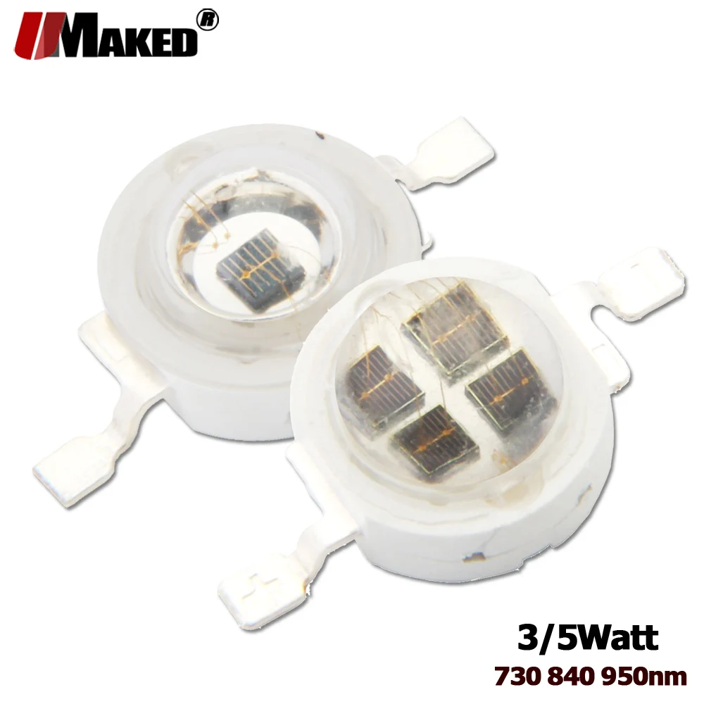 Infrared High PowerLED Chips IR 730Nm 850Nm 940Nm 3W 5W Emitter Diode COB integrated Matrix LED Light Beads for CCTV Night Camra | Лампы и