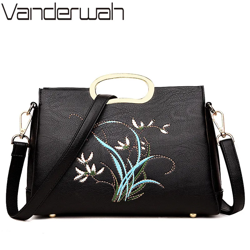Женская сумка тоут из натуральной кожи с цветочной вышивкой|sac a|sac brandhandbags women famous
