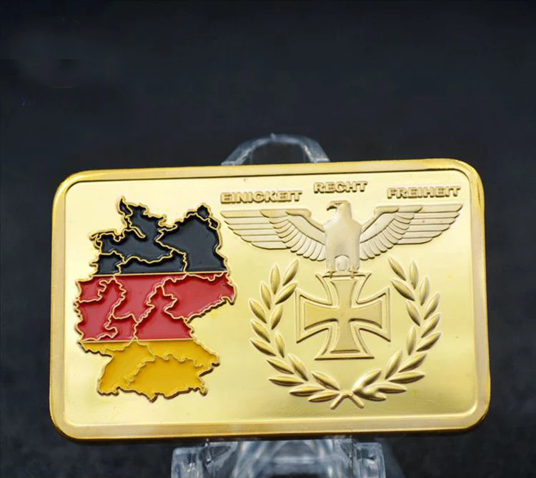 Deutsche Iron Cross Eagle 24k позолоченный слиток золота немецкая карта Bundesrepublik Золотой бар на заказ для продвижения