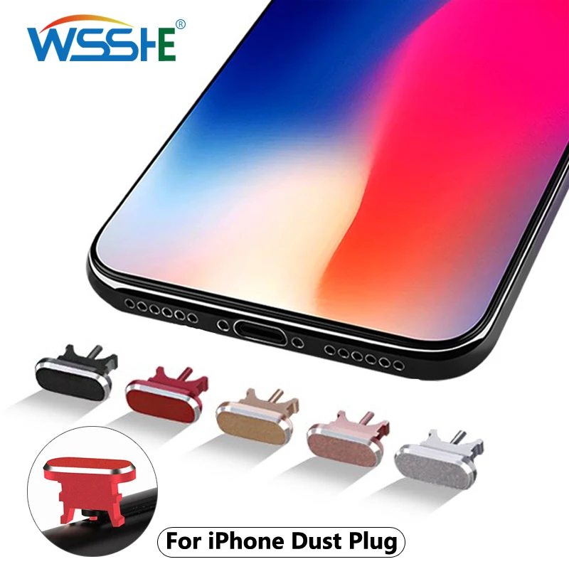 

Metal Dust plug Charging Port Dust Plug For iPhone 8 7 6 6S Plus Mini Dust Plug For iPhone X XS MAX Mobile Phone Accessories
