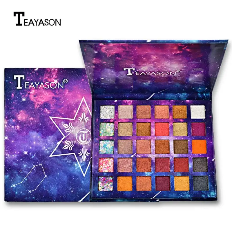 30Colors Newest Highlight Eye Shadow Palette Lasting Pearlescent Sequin Eyeshadow Makeup Matte Orange Red Eyeshadow Powder TSLM2
