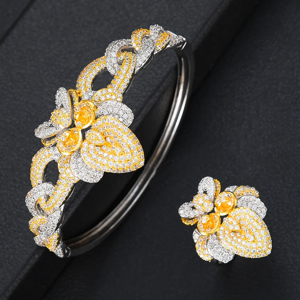 Godki роскошный массивное ожерелье и серьги браслет кольцо наборы для ухода за кожей ювелирные комплекты dubai для Для женщин кубический циркон Свадебный комплект ювелирных изделий