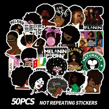 

50PCS/lot Inspirational Black Girl Melanin Poppin Sticker for DIY Laptop Phone Guitar Suitcase Luggage Skateboard Stickers