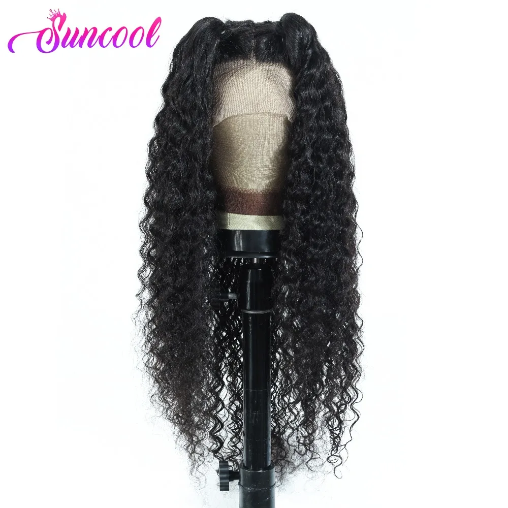 Perucas do Cabelo Humano da Parte Dianteira do Laço da Onda Frontal do Laço Arrancadas com Cabelo do Bebê Suncool Profunda Malaia Humano 360 Peruca Pré 13x 4 - 13x6 1 High Quality Apliques e perucas