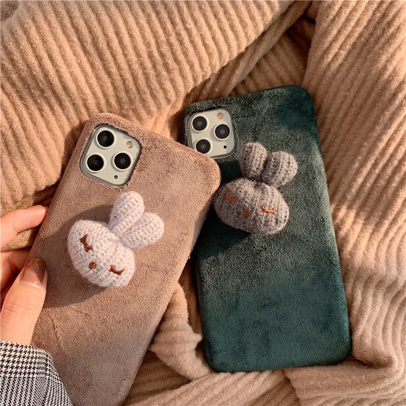 Winter rabbit fluffy phone case For iPhone11pro phone case  iphone 7 plus phone case xsmax/XR/7/8 autumn