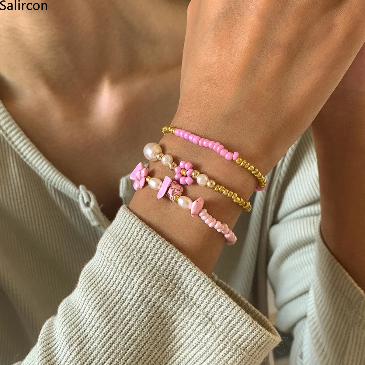 Cute daisy chain bracelet with seed beads/Simple flower bracelet - YouTube