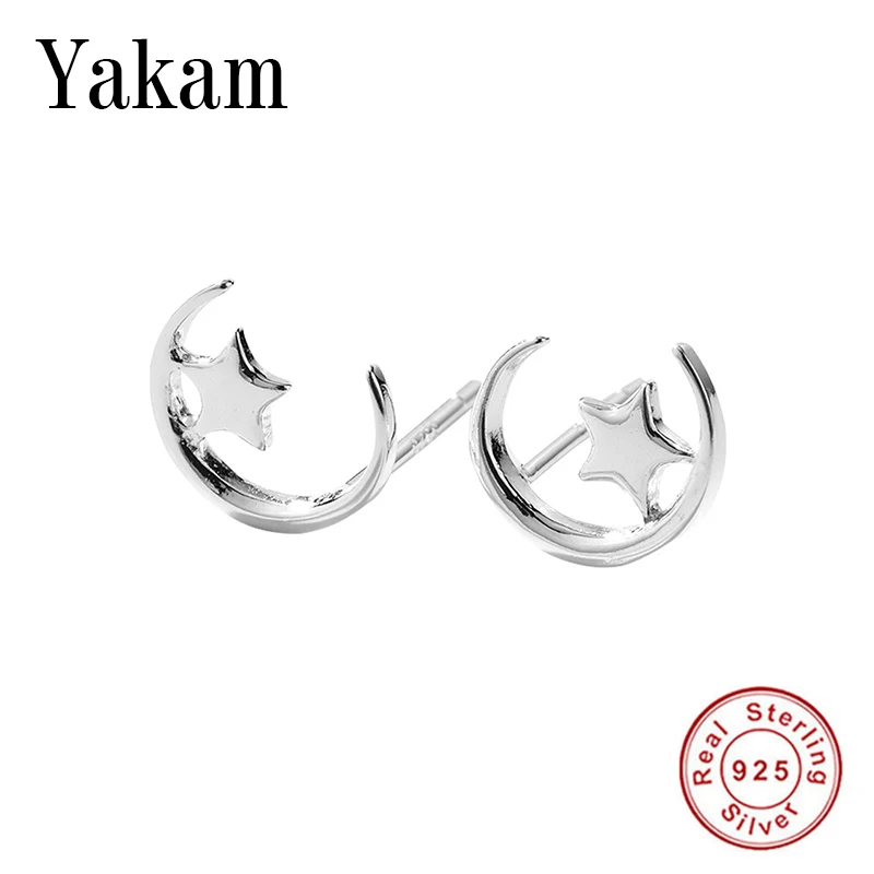 

925 Sterling Silver Crescent Earring 2019 Summer Star In Moon Exquisite Simple Stud Earrings For Women Jewellry Brincos Berloque