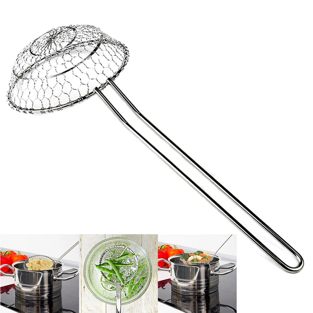 Spider Stainless Steel Strainer Cooking Utensils Professional Kitchen Handmade Spiral Mesh Tools Wire